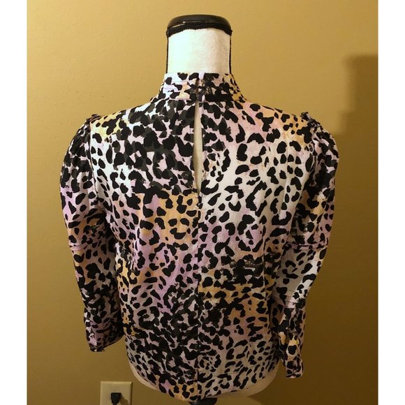 Veronica Beard Lety pastel leopard print silk blend Crepe De Chine Top - Picture 7 of 9